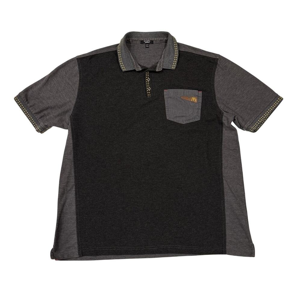 McDonalds Employee Shirt Mens XL Gray Uniform Pocket Polo Short Sleeve Workwear